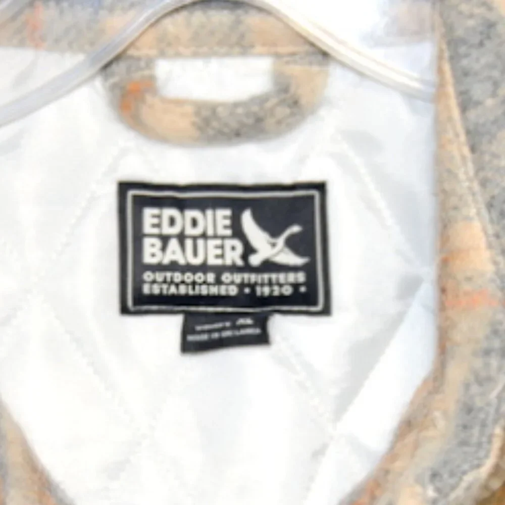 Eddie Bauer Women’s XL Red, Blue &Tan Plaid Coat - Insulated Wool Blend - Picture 4 of 6